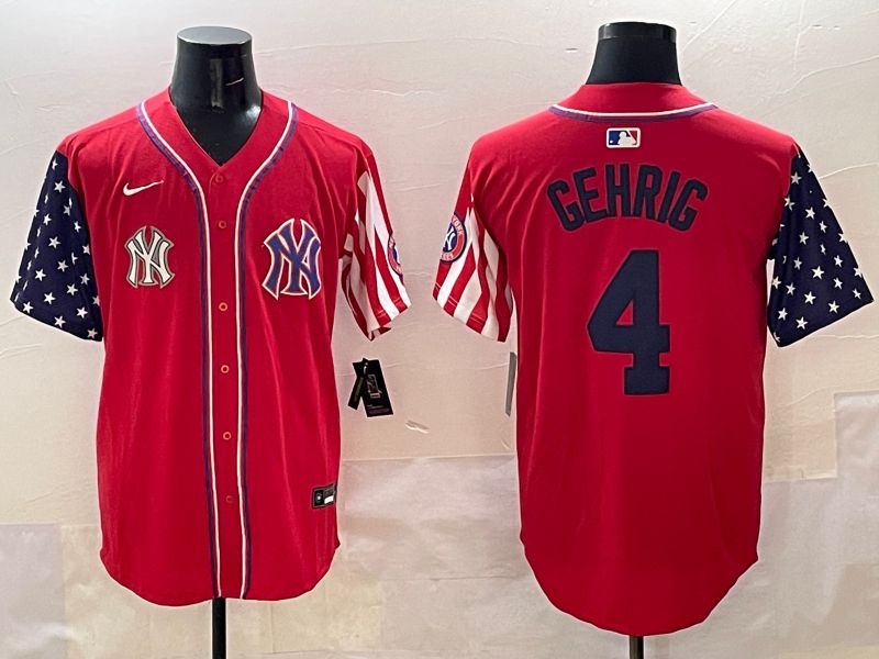 Men New York Yankees #4 Gehrig Red a generation of national flags Jointly Name 2025 Nike MLB Jersey style 10->new york yankees->MLB Jersey